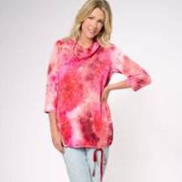 LOGO Lounge by Lori Goldstein Silky French Terry Cowl Neck Top Rosette Size XS - Picture 11 of 11